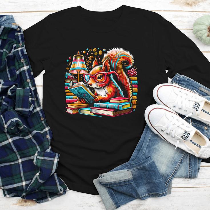 Squirrel Reading a Book Lover Bookworm Youth Long Sleeve Tee