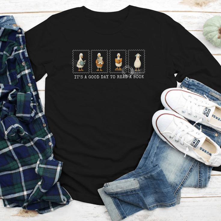 Stamp It's A Good Day To Read A Book Silly Goose Reading Youth Long Sleeve Tee