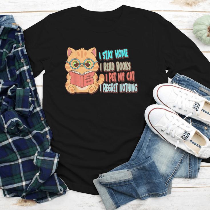 Stay Home Read Books Pet My Cat Regret Nothing Cats Book Youth Long Sleeve Tee Stay Home Read Books Pet My Cat Regret Nothing Cats Book Youth Long Sleeve Tee