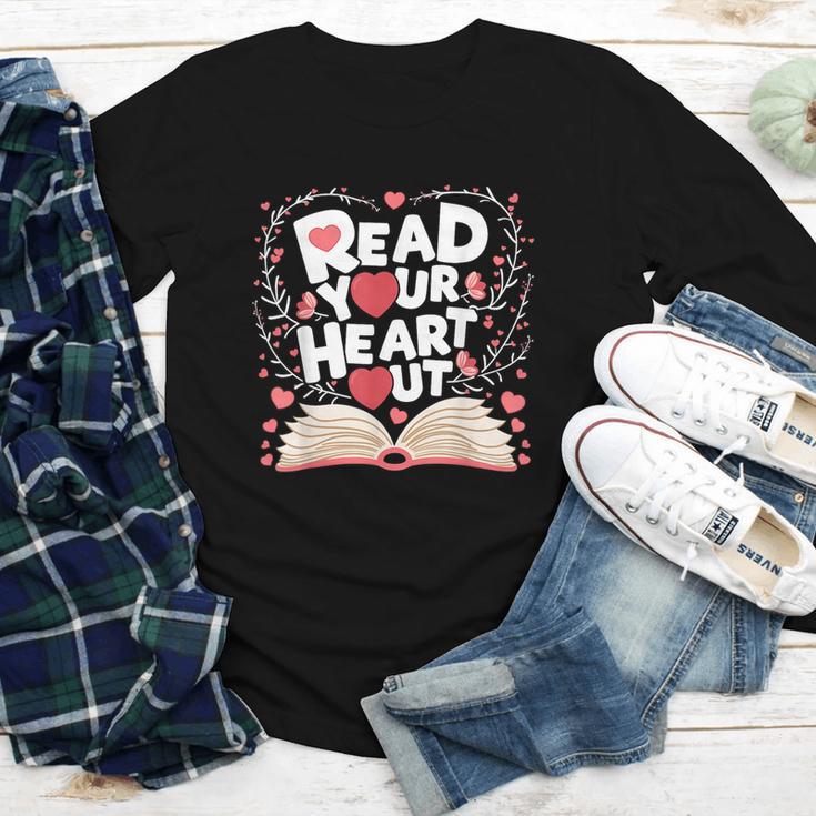 Teach Inspire Grow Everyday Read Your Heart Out Valentine Book-Themed Small Youth Long Sleeve Tee