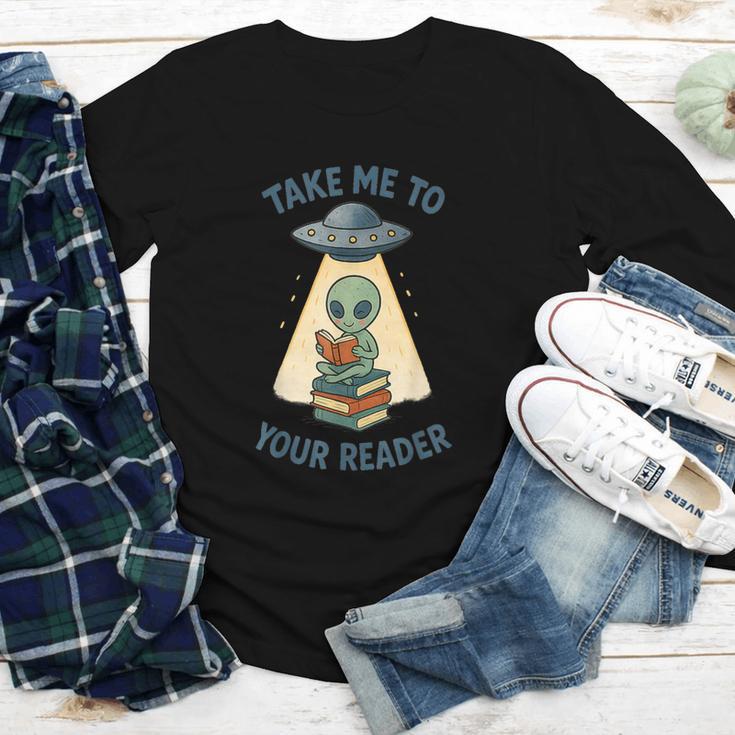 Teacher Alien Books UFO Reading Take Me To Your Reader Youth Long Sleeve Tee Teacher Alien Books UFO Reading Take Me To Your Reader Youth Long Sleeve Tee