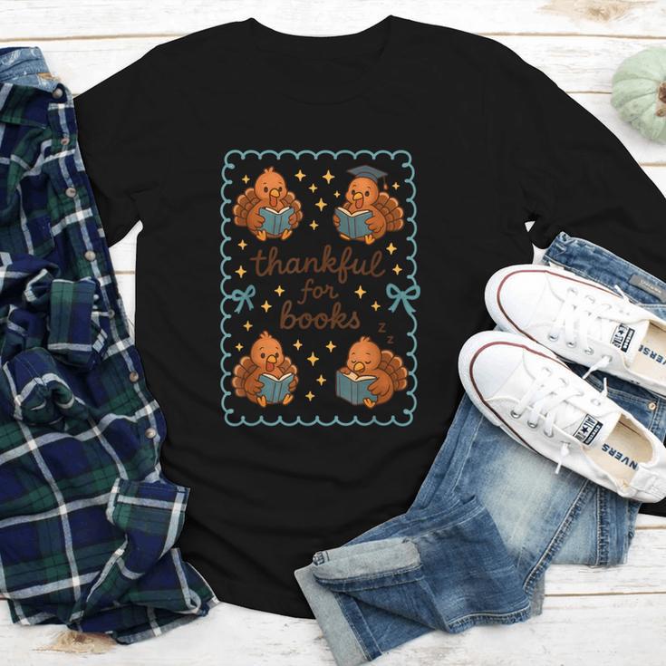 Thankful For Books Turkey Reading Book Lovers Fall Teacher Youth Long Sleeve Tee Thankful For Books Turkey Reading Book Lovers Fall Teacher Youth Long Sleeve Tee