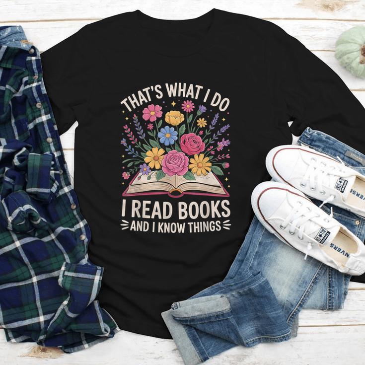 That’s What I Do I Read Books And I Know Things Floral Book Youth Long Sleeve Tee