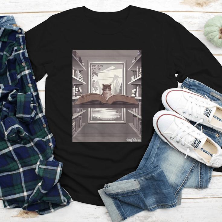 Totally Weird Tees Cat Library Book Reading Literary Youth Long Sleeve Tee