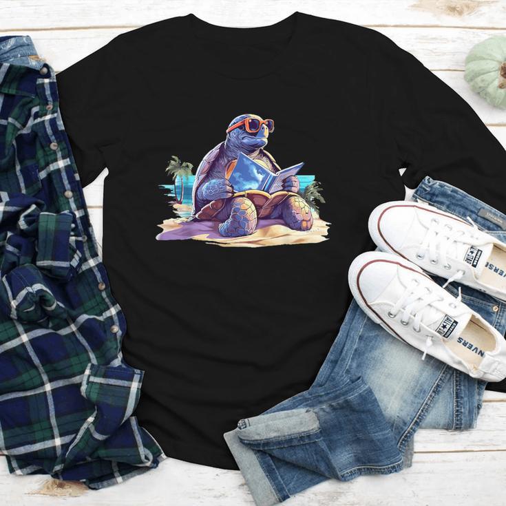 Turtle Wearing Sunglasses Reading A Book On The Beach Summer Youth Long Sleeve Tee