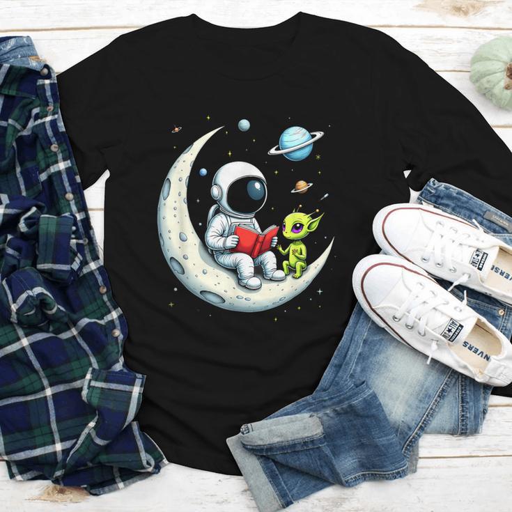 UFO Alien Astronaut Reading Book In Space Youth Long Sleeve Tee