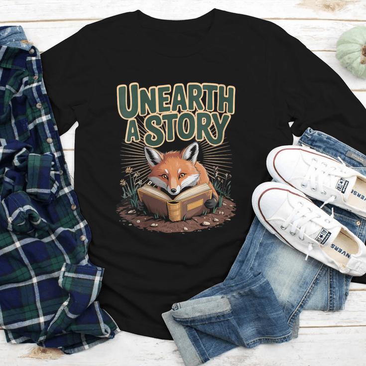 Unearth A Story Fox Reads a Book Youth Long Sleeve Tee Unearth A Story Fox Reads a Book Youth Long Sleeve Tee