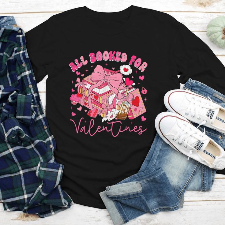 Valentine All Booked Book Coffee Coquette Bow Girl Women Youth Long Sleeve Tee