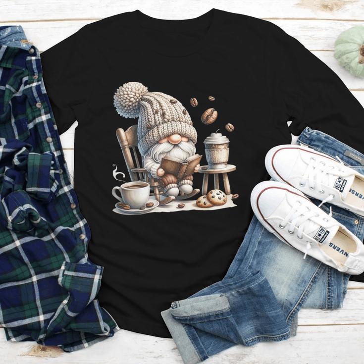 Vintage Cute Gnome Reading Book Coffee Cute Gnome Graphic Youth Long Sleeve Tee