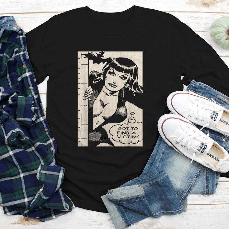 Vintage Vampire Bat Vampire Pin Up Girl Horror Comic Book Youth Long Sleeve Tee