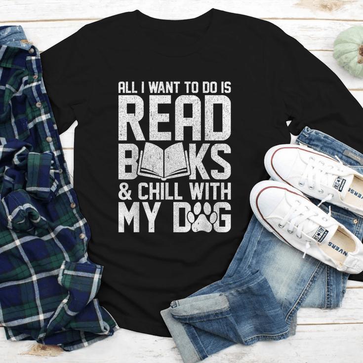 All I Want To Do Is Read Books Reading Dog Lovers Youth Long Sleeve Tee