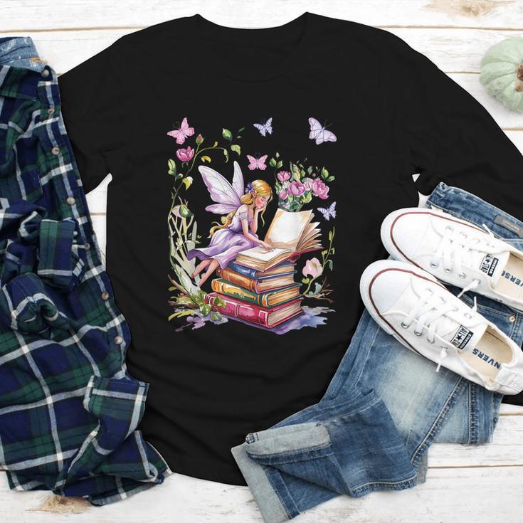 Watercolor Butterfly Fairy Read Book Library Fantasy Novel Youth Long Sleeve Tee