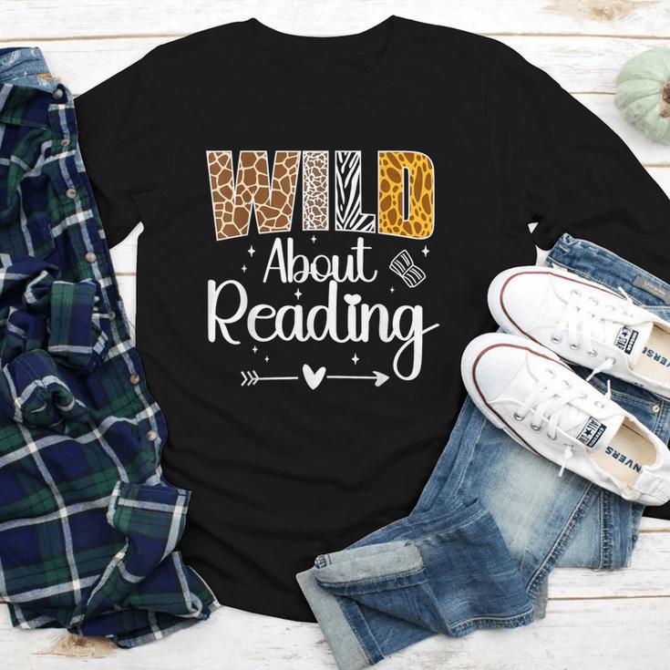 Wild About Reading Book Lover Bookworm Library Day Youth Long Sleeve Tee