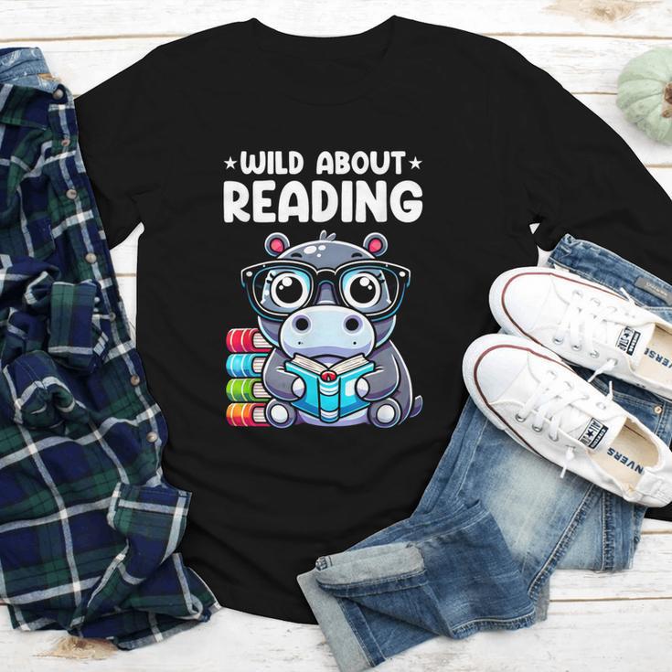 Wild About Reading Book Lover Hippo Youth Long Sleeve Tee Wild About Reading Book Lover Hippo Youth Long Sleeve Tee