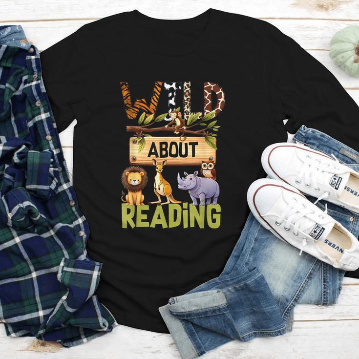 Wild About Reading Reading Books And Bookworm Library Day Youth Long Sleeve Tee