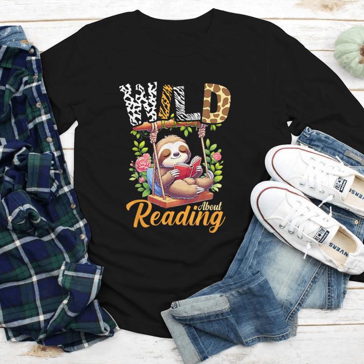 Wild About Reading Books Reader Lover Funny Teacher Animals For Men Women Kids Youth Long Sleeve Tee