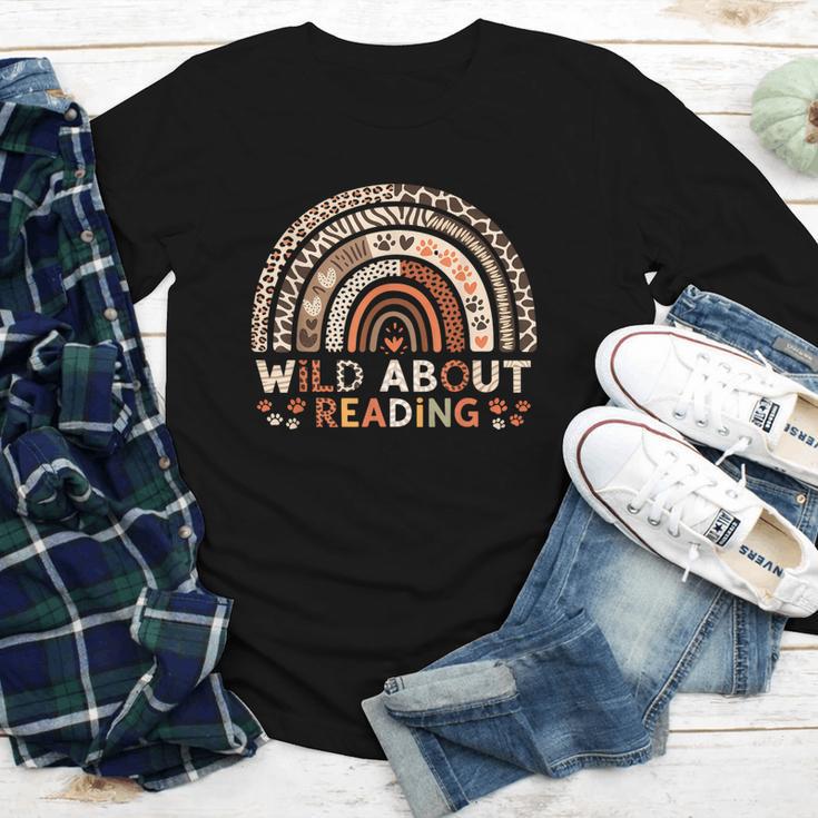 Wild About Reading Books Reader Lover Library Day Librarian Youth Long Sleeve Tee