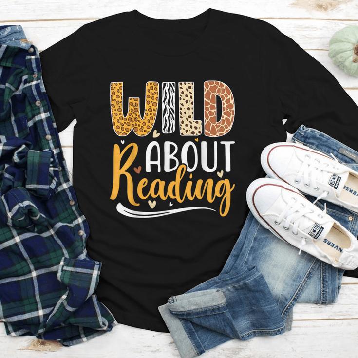 Wild About Reading Lover Bookworm Library Teacher Zoo Animal Youth Long Sleeve Tee