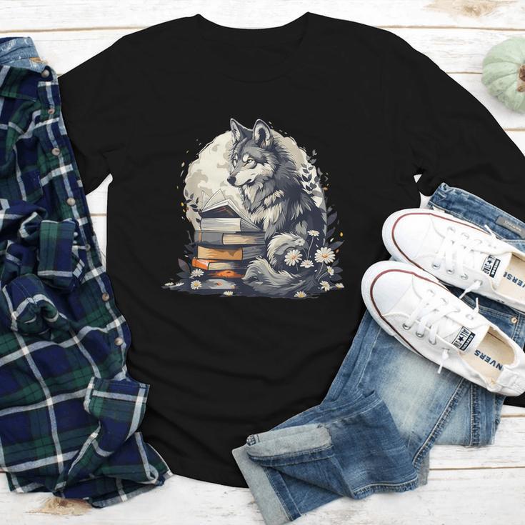 Wolf Reading Book Librarian Library Wolves Youth Long Sleeve Tee