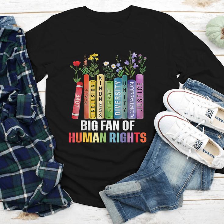 Women Floral Book Big Fan Of Human Rights Liberal Protest Youth Long Sleeve Tee