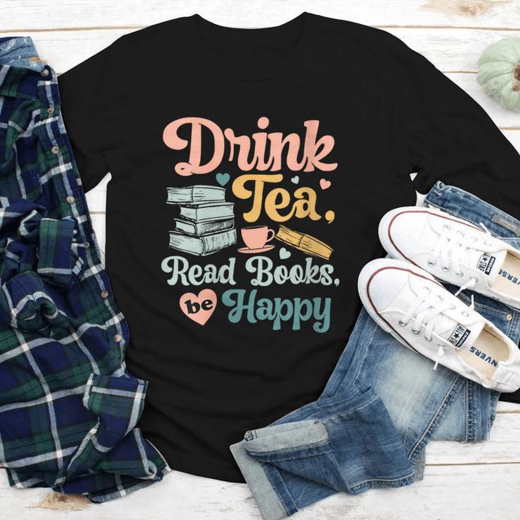 Women's Drink Tea Read Books Nerd Book Reader Book Reading Lover Youth Long Sleeve Tee