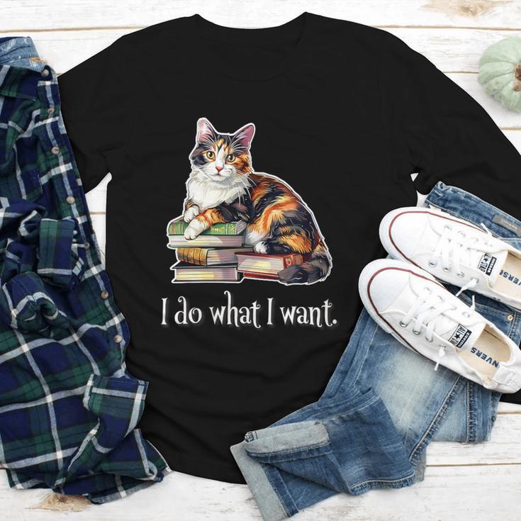 Womens Girls Books I Do What I Want Calico Cat Lover Youth Long Sleeve Tee