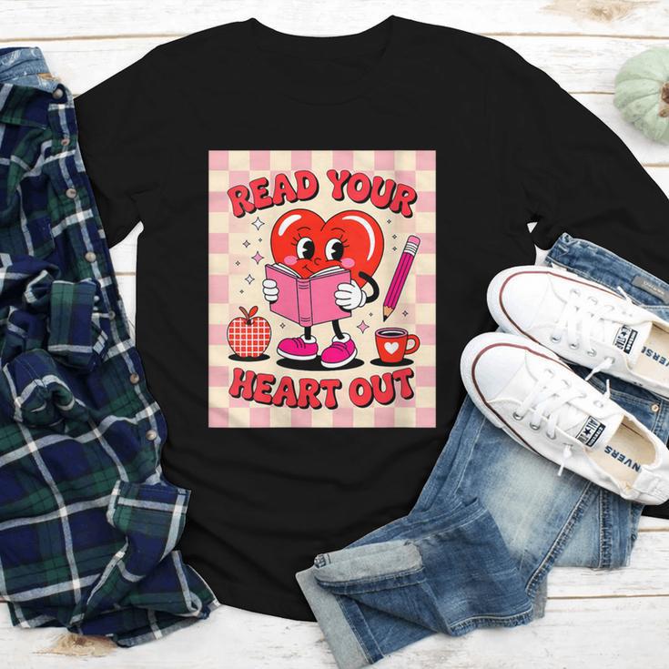 Women's Read Your Heart Out Groovy Bookish Valentine Day Women Girls Youth Long Sleeve Tee Women's Read Your Heart Out Groovy Bookish Valentine Day Women Girls Youth Long Sleeve Tee