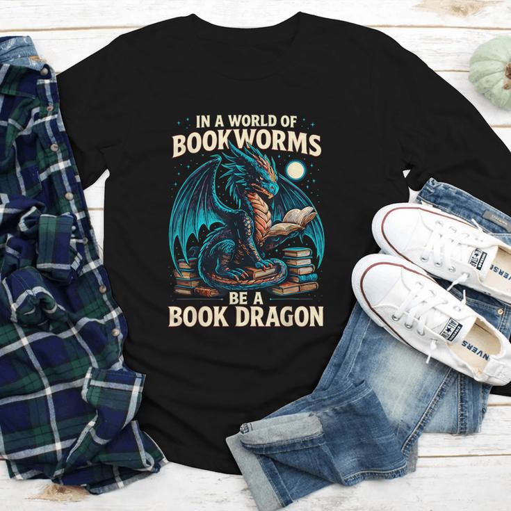 In a World Of Bookworms Be a Book Dragon Reading Youth Long Sleeve Tee