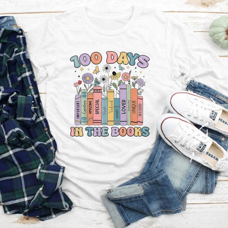 100 Days In The Books Reading Teacher 100th Day Of School Youth Long Sleeve Tee