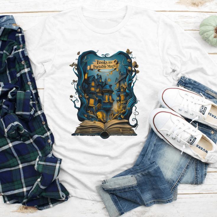 4 Books Are Portable Magic Bookish Reading Nerd Quote Youth Long Sleeve Tee