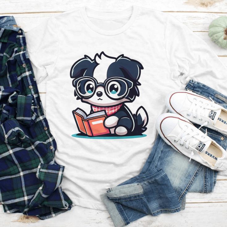 Adorable Book Lover Border Collie With Reading Glasses Cute Raglan Baseball Tee Youth Long Sleeve Tee