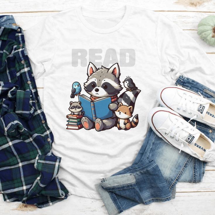 Animals Raccoon Reading Book Librarian Across America Kids Youth Long Sleeve Tee