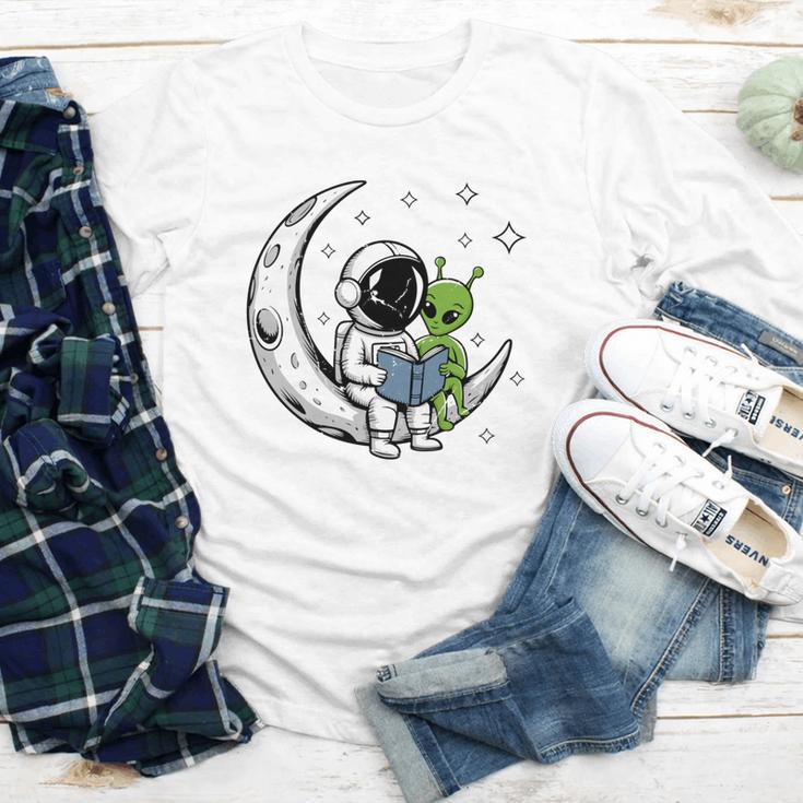 Astronaut Reading Book To Alien Moon Space Astronomy Youth Long Sleeve Tee