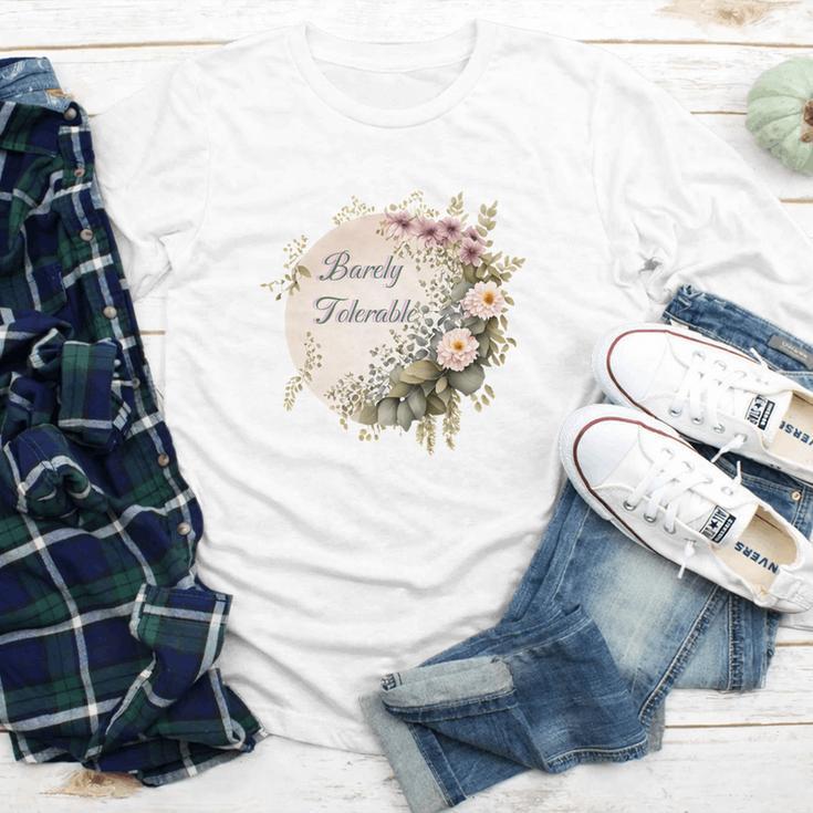 Barely Tolerable Book Lover Bookish Floral Bookworm Youth Long Sleeve Tee