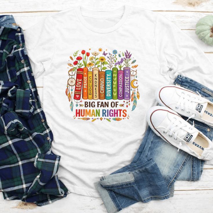 Boho Floral Book Big Fan Of Human Rights Liberal Protest Youth Long Sleeve Tee