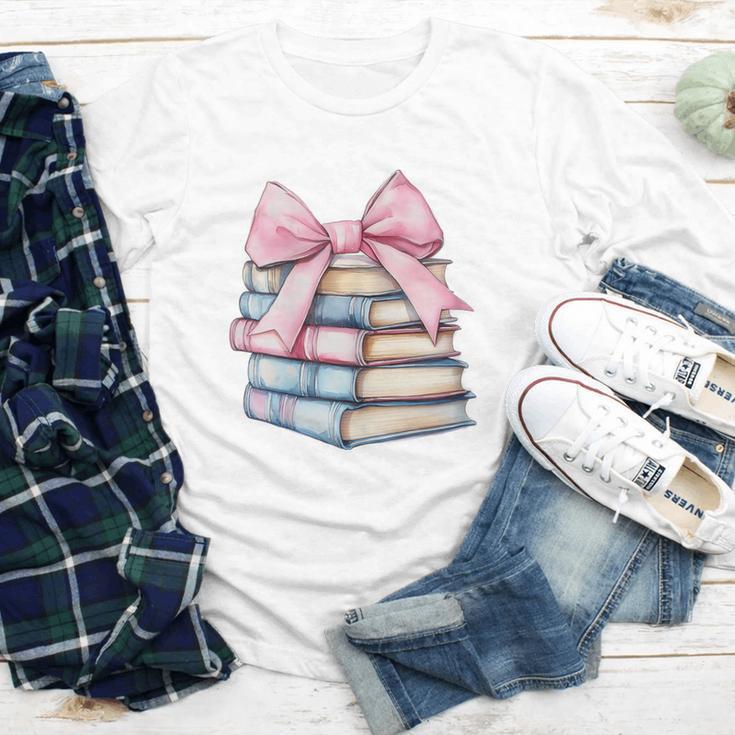 Book Lover Coquette Bow Pink Dainty Ribbon Cute Bookworm Youth Long Sleeve Tee