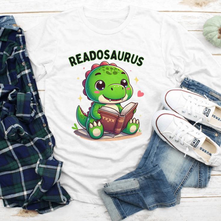 Book Lover Reading Dinosaur Readosaurus Library Youth Long Sleeve Tee