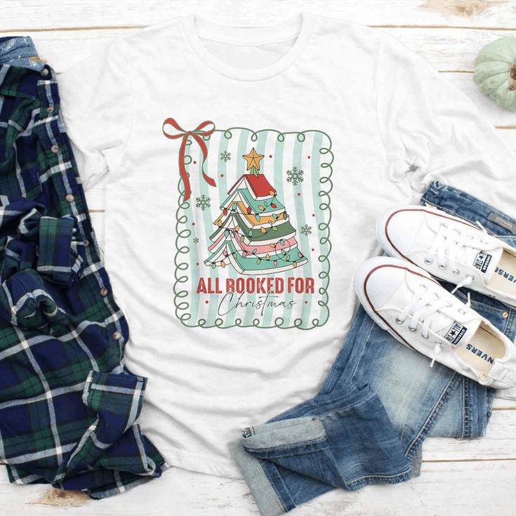 All Booked For Christmas Book Xmas Tree Coquette Bow Lights Youth Long Sleeve Tee