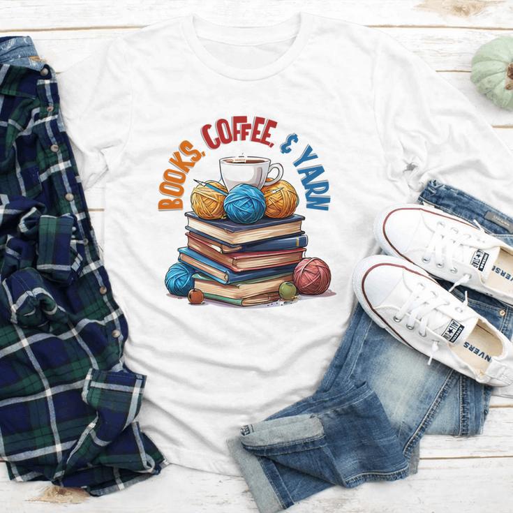 “Books Coffee & Yarn Enthusiast Cozy Reader Youth Long Sleeve Tee