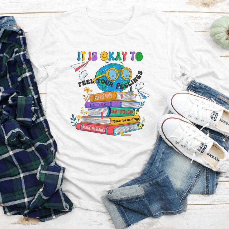 Books It's Okay To Be Kind Yellow Mental Health Day Kids Youth Long Sleeve Tee
