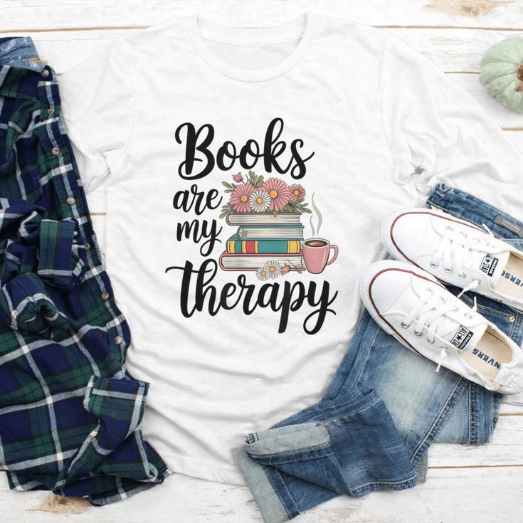 Books Are My Therapy Coffee Books Flowers Bookish Book Lover Youth Long Sleeve Tee