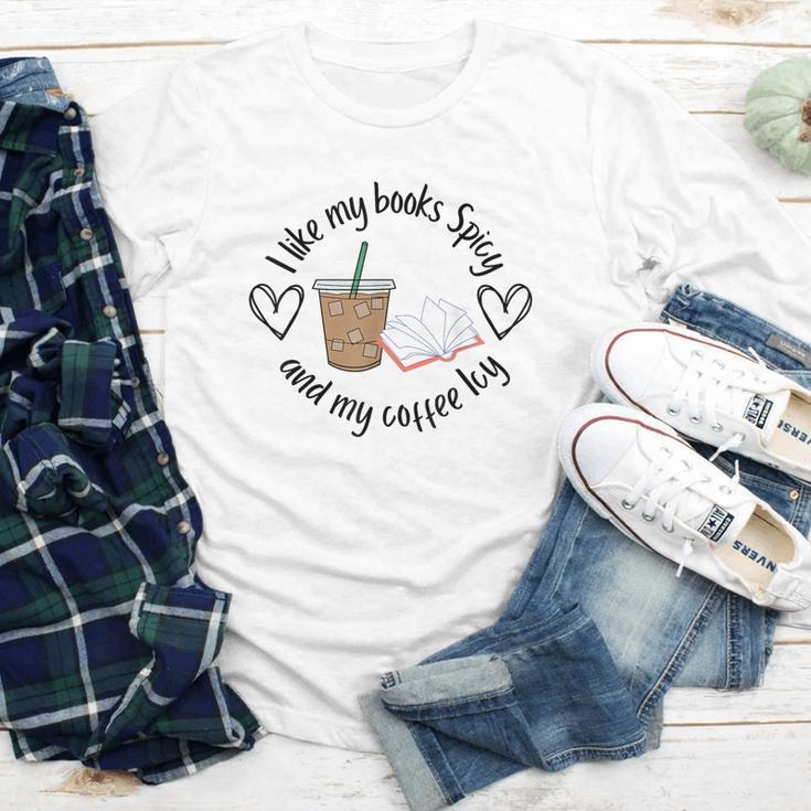I Like My Books Spicy And My Coffee Icy Books Booktok Youth Long Sleeve Tee