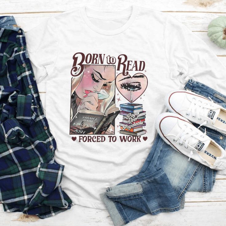 Born To Read Forced To Work Booklover -Adults Book Lovers Casual Grey Small Youth Long Sleeve Tee