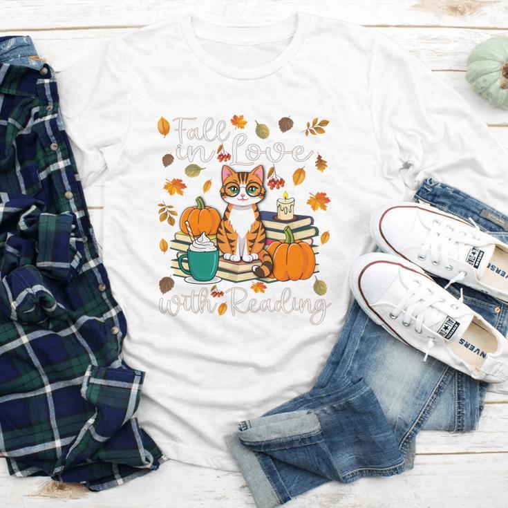 Cat Fall In Love With Reading Book Lover Autumn Youth Long Sleeve Tee
