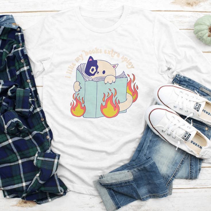 Cat Reading a Romance BookI Like My Books Extra Spicy Youth Long Sleeve Tee Cat Reading a Romance BookI Like My Books Extra Spicy Youth Long Sleeve Tee