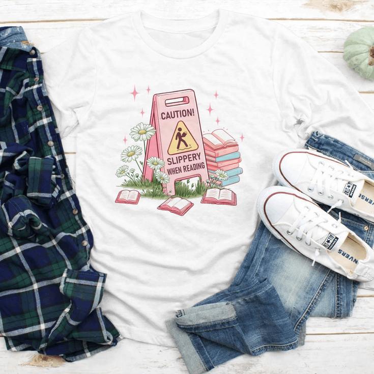 Caution Slippery When Reading Book Reader Youth Long Sleeve Tee