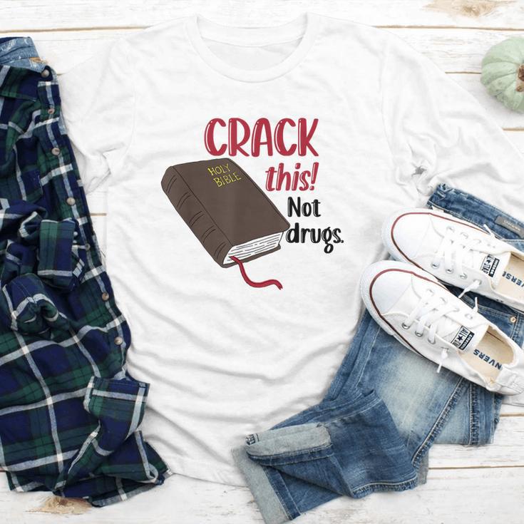 Christian Quote Holy Bible Crack This Book Not Drugs Youth Long Sleeve Tee