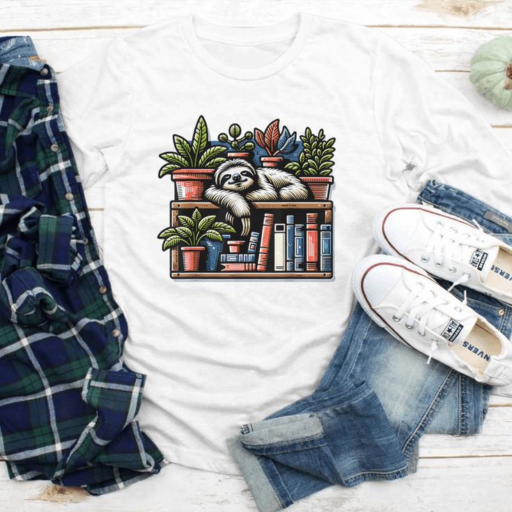Cosy Sloth In Bookshelf With Plants Youth Long Sleeve Tee Cosy Sloth In Bookshelf With Plants Youth Long Sleeve Tee