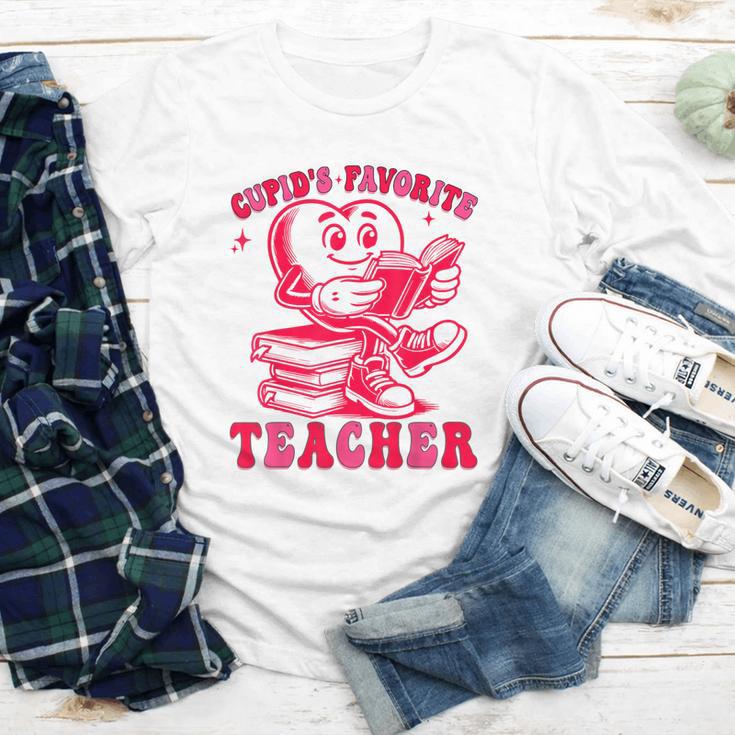 Cupid's Favorite Teacher Valentines Day Heart Book Lover Youth Long Sleeve Tee