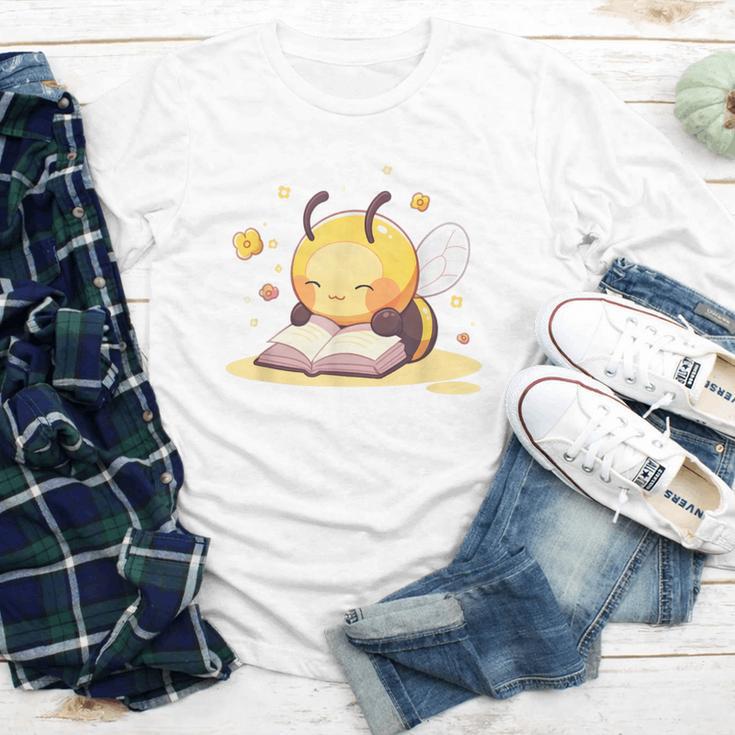 Cute Bee Reading Book Teacher Student Reader Graphic For Men Women Kids Youth Long Sleeve Tee